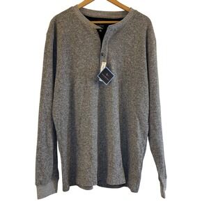 Tailorbyrd Collection Mens XXL Gray Waffle Knit Long Sleeve Henley